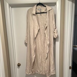 Zara Cream Open-Front Knit Duster